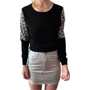 NWT T.S. Society Ashton Sweater - Black / Snow Leopard - Crewneck Sweater - S